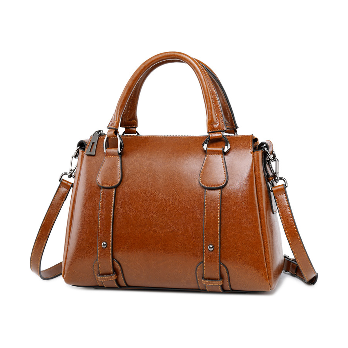 CELIA PREMIUM COWHIDE LEATHER BOSTON BAG