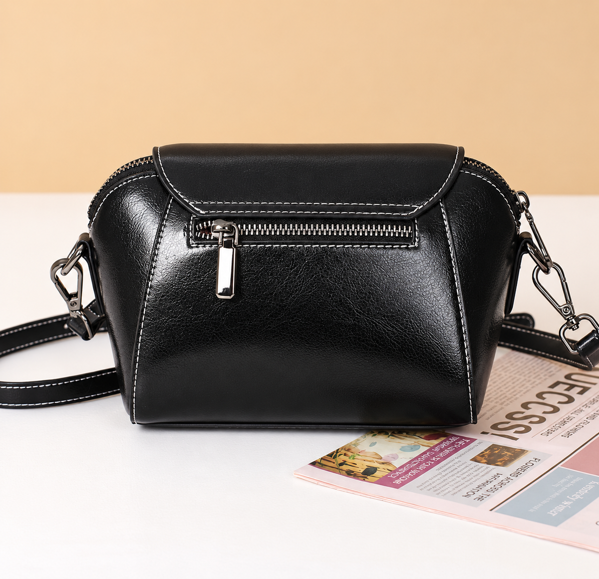 AMELIA LEATHER SHELL SHOULDER BAG