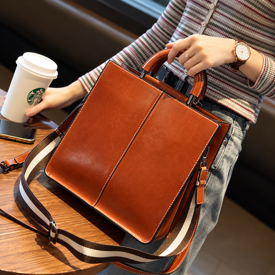 ELARA OIL WAX LEATHER TOTE BAG