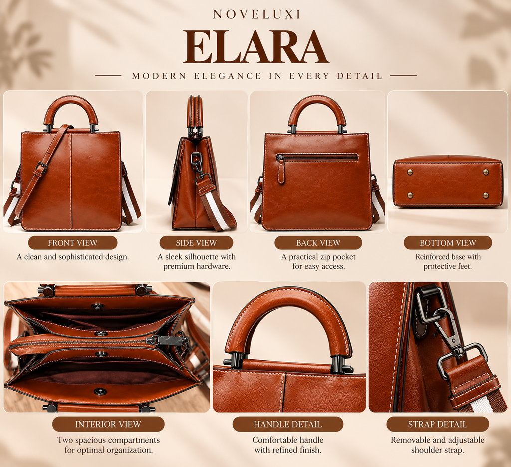 ELARA OIL WAX LEATHER TOTE BAG