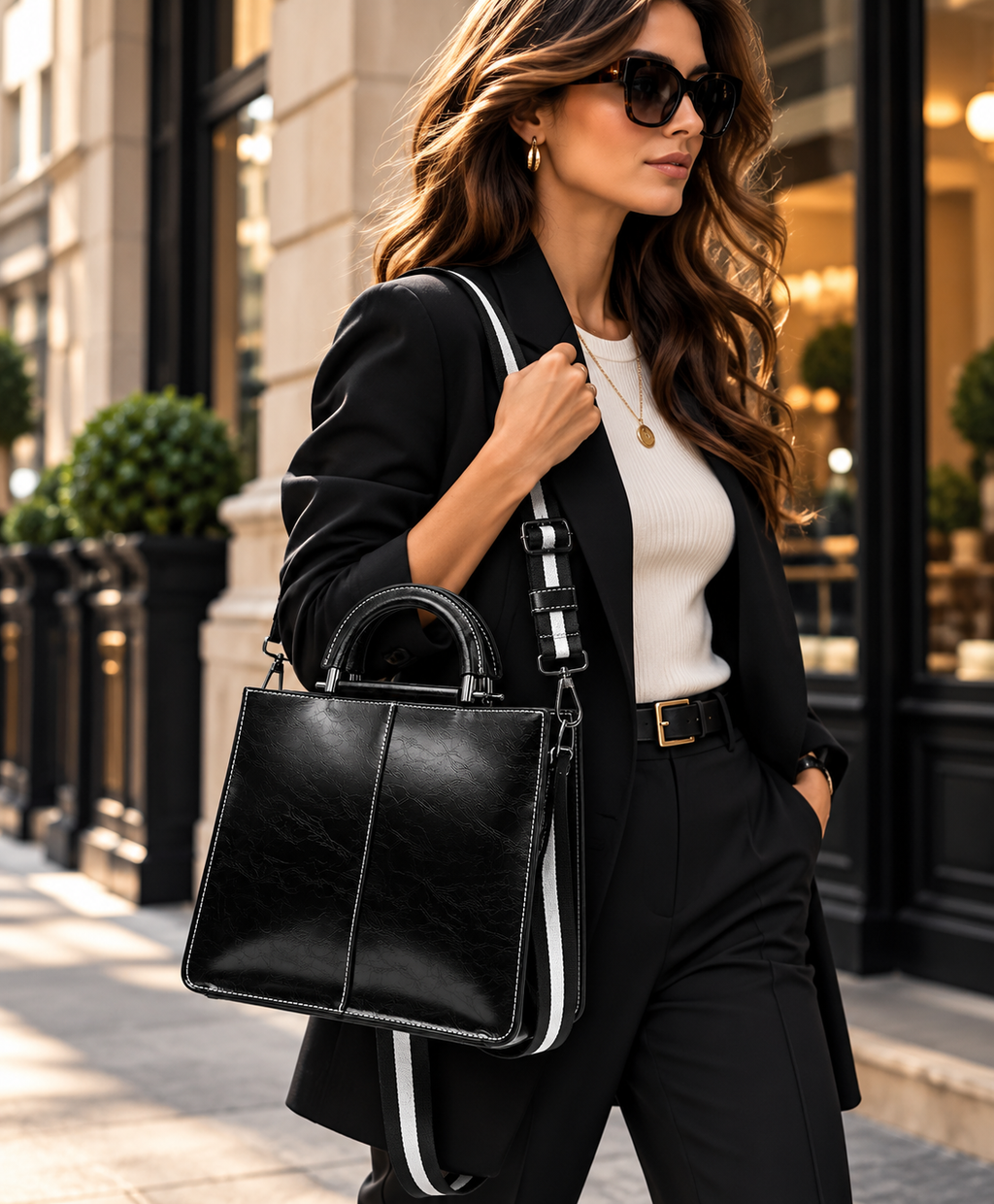 ELARA OIL WAX LEATHER TOTE BAG