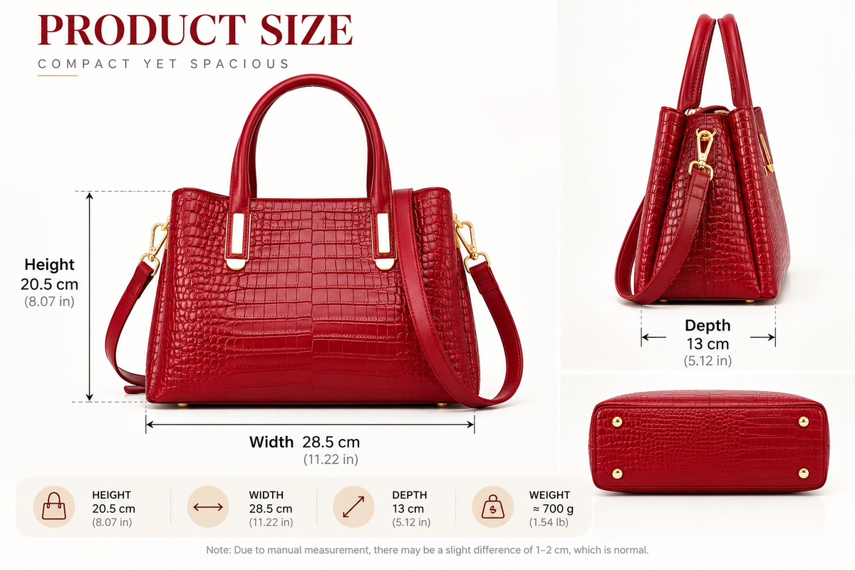 CAMILLE CROCODILE-EMBOSSED LEATHER TOTE BAG