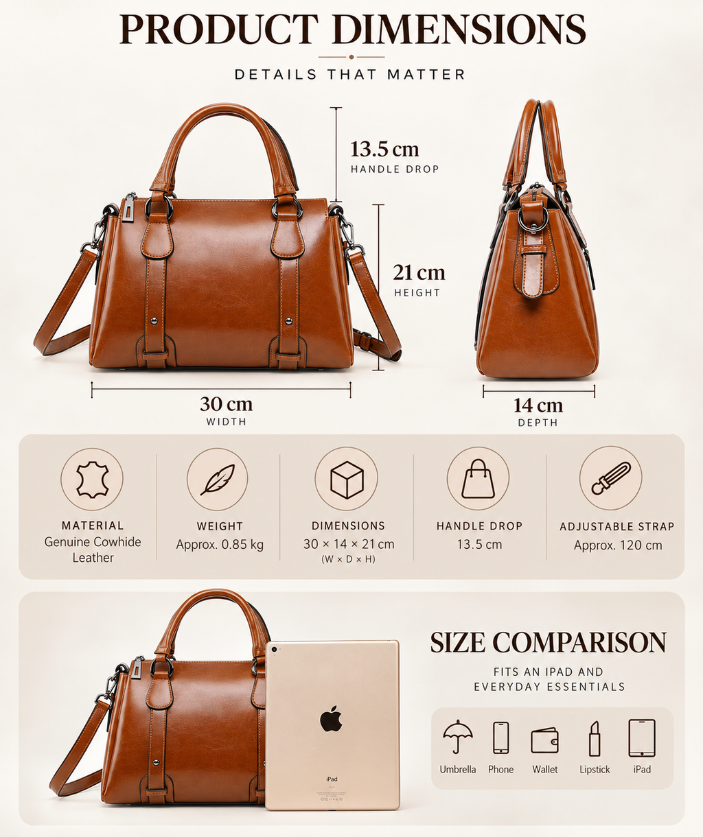 CELIA PREMIUM COWHIDE LEATHER BOSTON BAG
