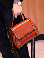 MABEL SPLIT COWHIDE LEATHER SHOULDER BAG