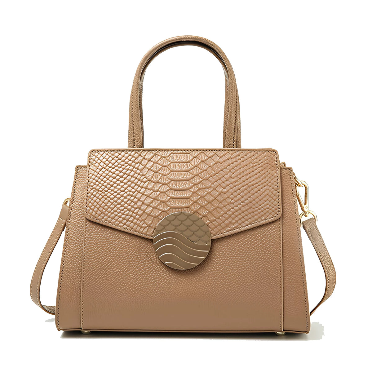 MARGOT CROCODILE-EMBOSSED LEATHER SATCHEL
