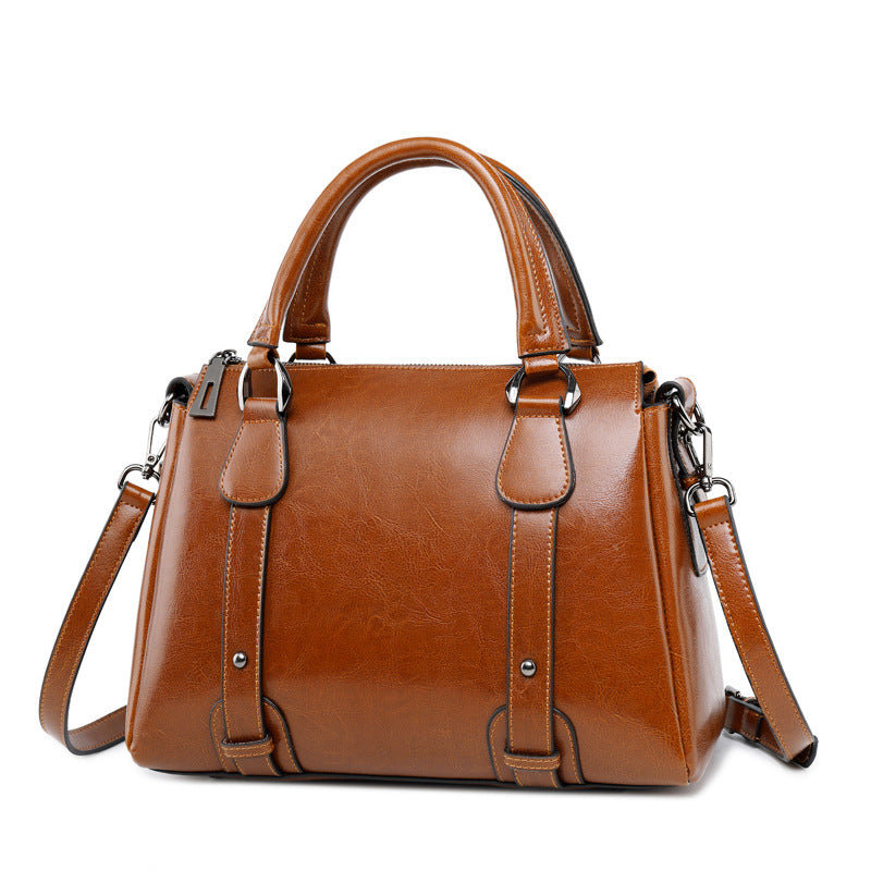 CELIA PREMIUM COWHIDE LEATHER BOSTON BAG