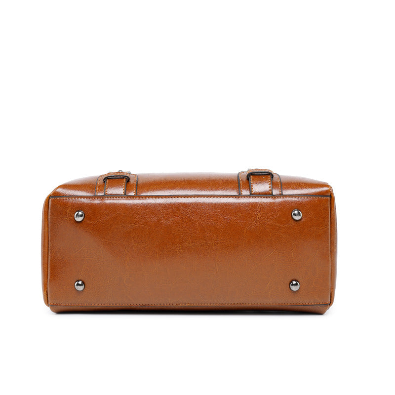 CELIA PREMIUM COWHIDE LEATHER BOSTON BAG