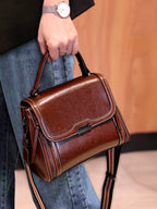 MABEL SPLIT COWHIDE LEATHER SHOULDER BAG