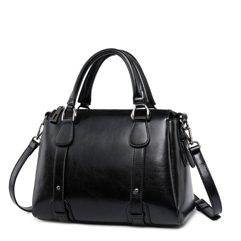CELIA PREMIUM COWHIDE LEATHER BOSTON BAG