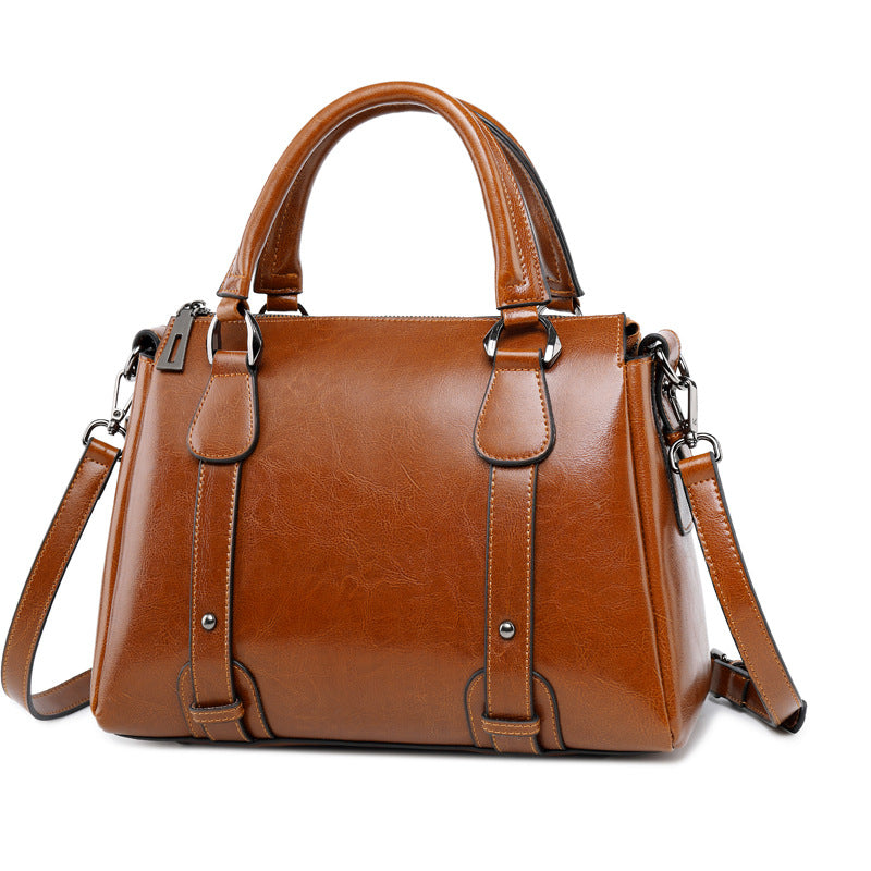 CELIA PREMIUM COWHIDE LEATHER BOSTON BAG