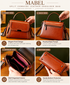 MABEL SPLIT COWHIDE LEATHER SHOULDER BAG