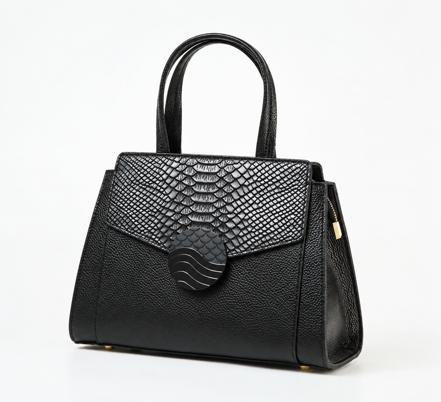 MARGOT CROCODILE-EMBOSSED LEATHER SATCHEL