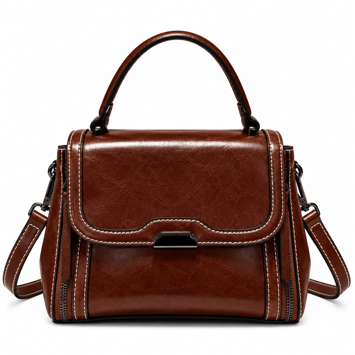 MABEL SPLIT COWHIDE LEATHER SHOULDER BAG