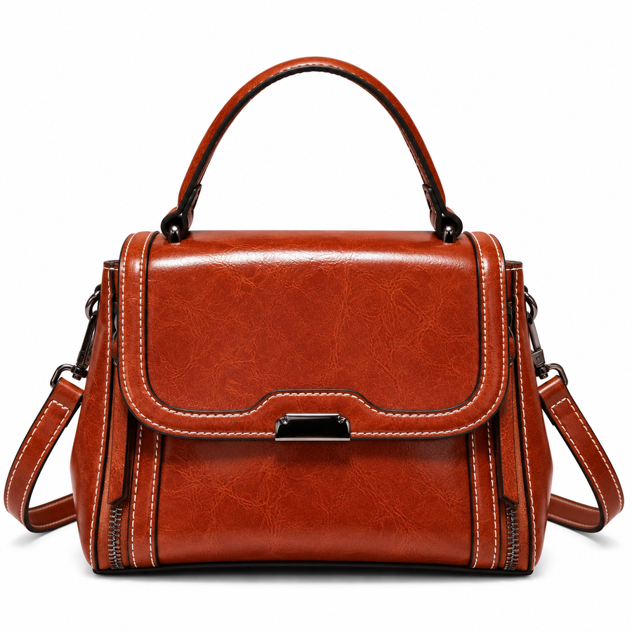 MABEL SPLIT COWHIDE LEATHER SHOULDER BAG
