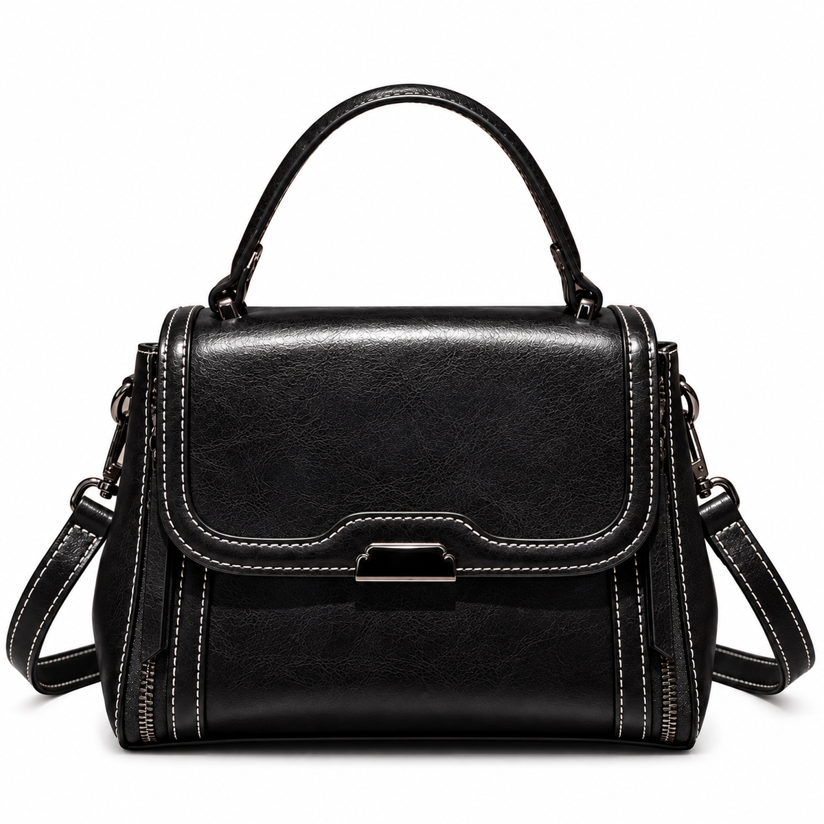 MABEL SPLIT COWHIDE LEATHER SHOULDER BAG