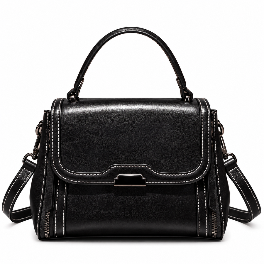 MABEL SPLIT COWHIDE LEATHER SHOULDER BAG