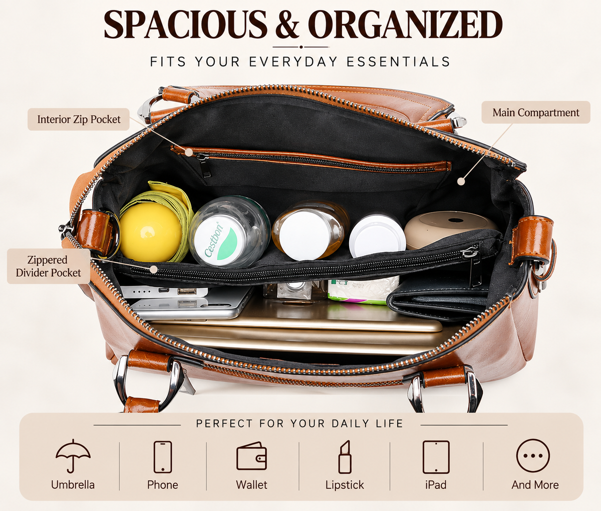 CELIA PREMIUM COWHIDE LEATHER BOSTON BAG